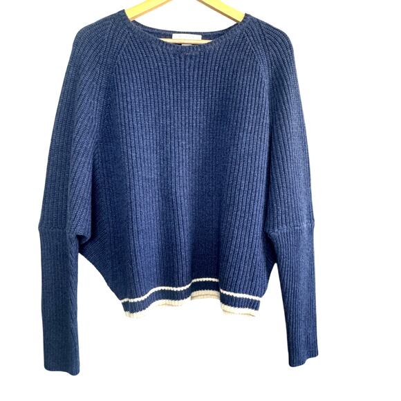 Duffy Women’s Medium Blue Wool Cashmere Sweater Dolman Sleeve Crewneck - Picture 1 of 6